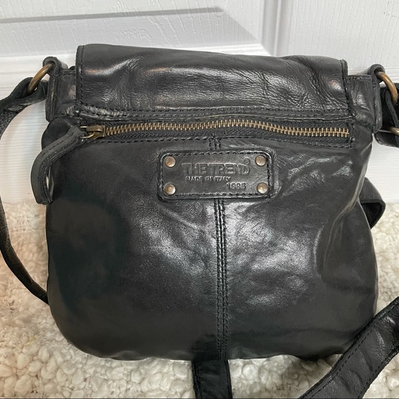 The Trend Made in Italy Black Leather Crossbody Purse Bag - Picture 3 of 11